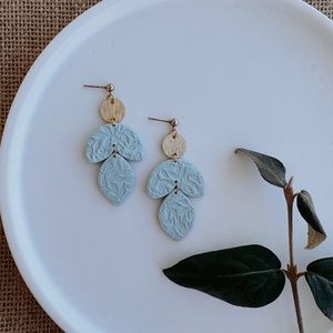 Teal and Gold Clay Earrings